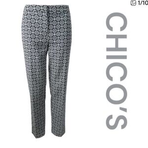 CHICO'S Tapered Ankle Trousers w/
Tapestry Look, Chico's Size 1 = M/8.